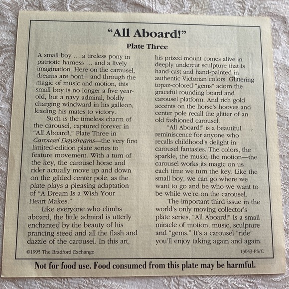 3rd PLATE VINTAGE 1994 ‘ALL ABOARD’ of the BRADFORD EXCHANGE COLLECTION - Picture 10 of 10